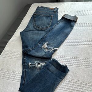 Sneak Peek Blue Boyfriend Jeans with Distressed Details Size 3